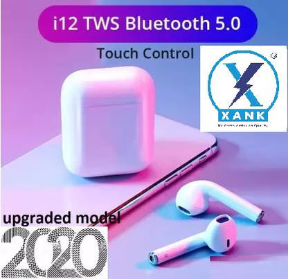 XANK TWS i12 Bluetooth Earphone with Portable Charging Case (White, True Wireless)