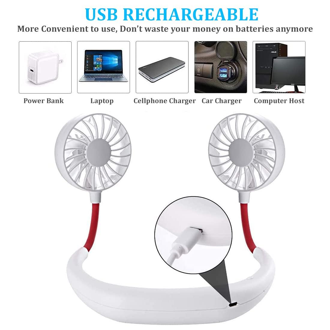 Neck Fan- Rechargeable Portable Neck Fan with 3 Level Fan Speed